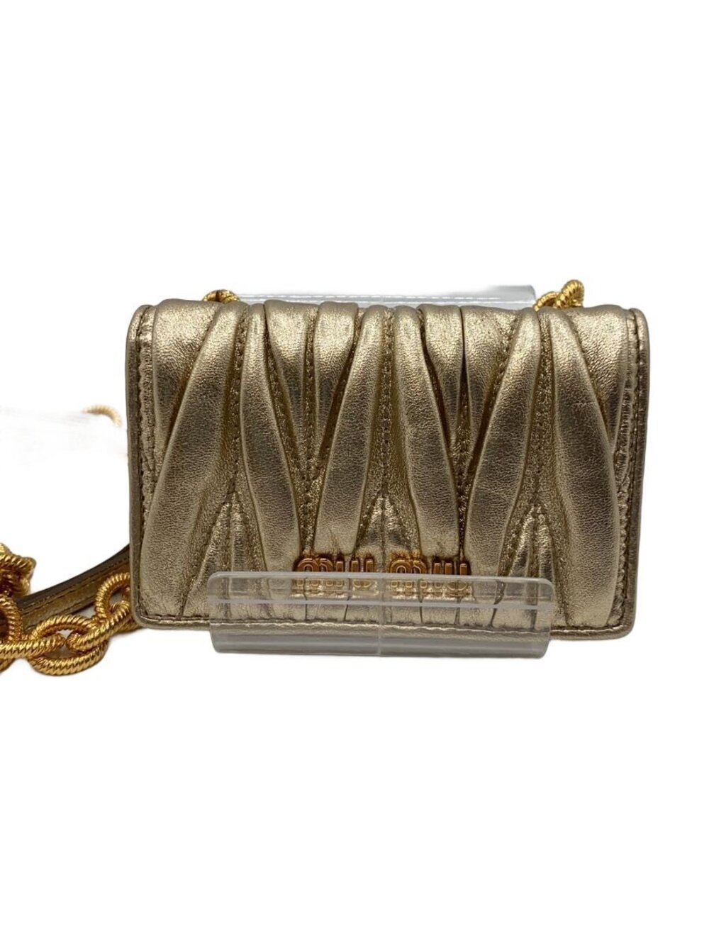 Miu Miu Card Case Wallet Leather Beige Cream